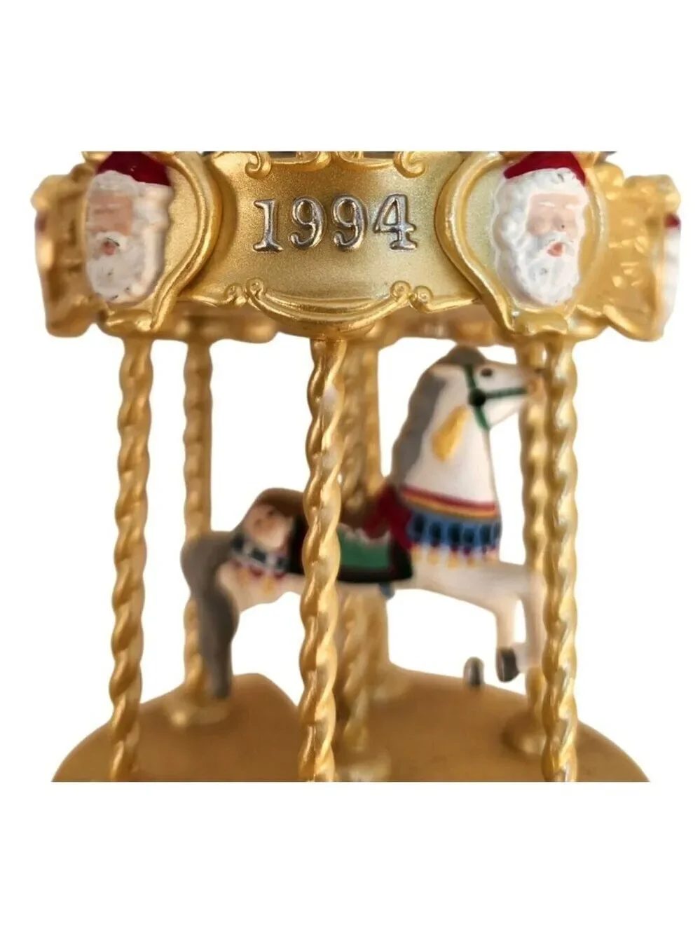 Hallmark Keepsake 1994 Gold Carousel Ornament Tobin Fraley Musical Lights